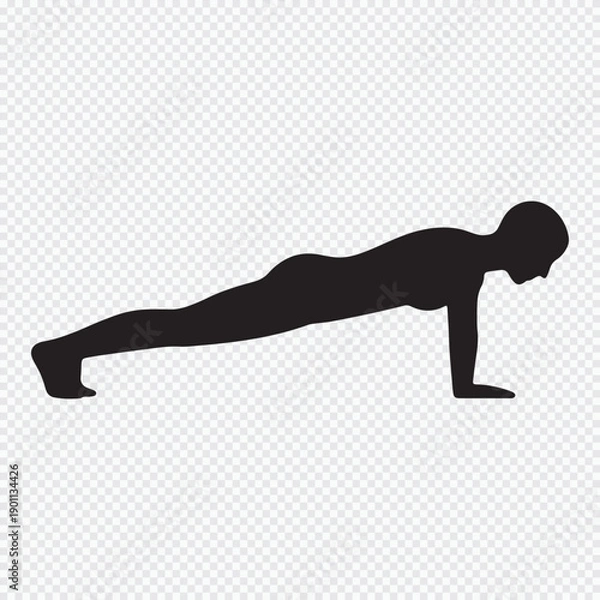 Obraz Man Doing Push Up Exercise Silhouette Icon