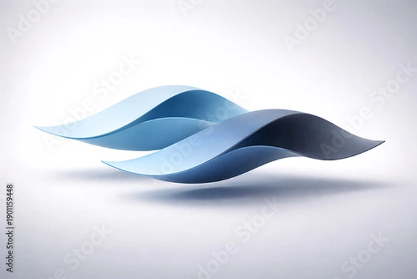 Obraz Abstract Blue Wave Forms on White Background