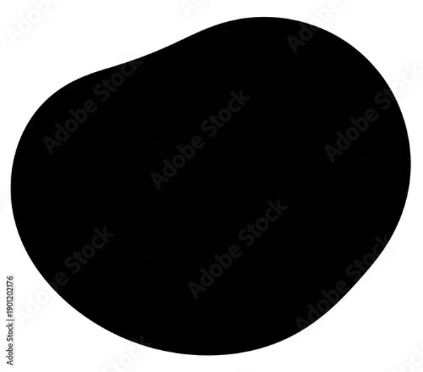 Obraz Solid black blob with rounded edges against a white background; simple, abstract graphic
