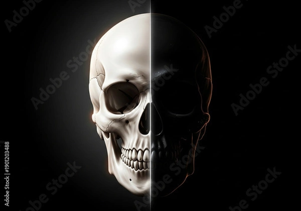 Obraz Authority and Responsibility – Split Light Skull Illustration