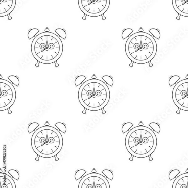 Obraz outline alarm clock seamless pattern