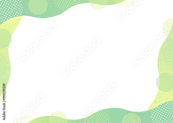 Obraz 幾何学模様と曲線の上下の角のフレーム_緑
