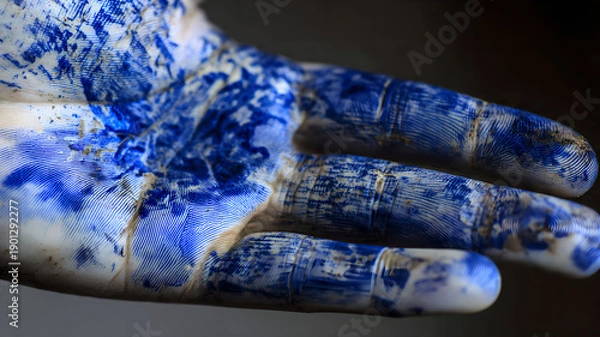 Obraz Hand covered in blue paint