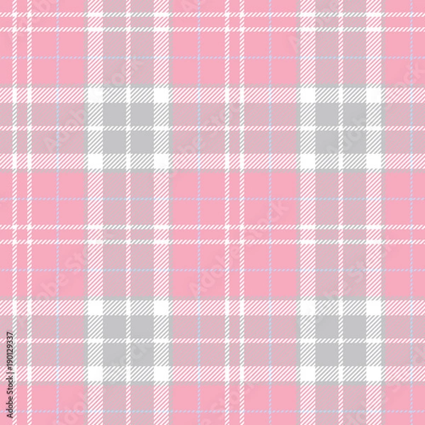 Fototapeta Pink vintage plaid seamless pattern. Female fabric texture. Vector background eps10