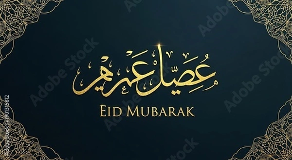 Obraz Eid Mubarak Greeting Card with Arabic Calligraphy.