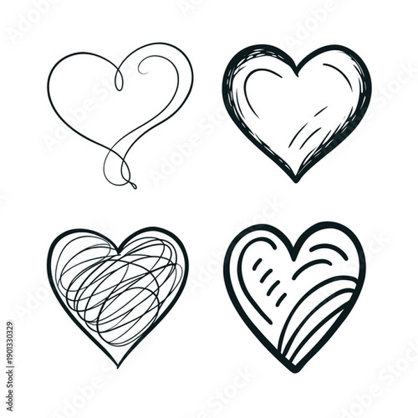 Obraz Hand-Drawn Heart Doodle Illustration Vector