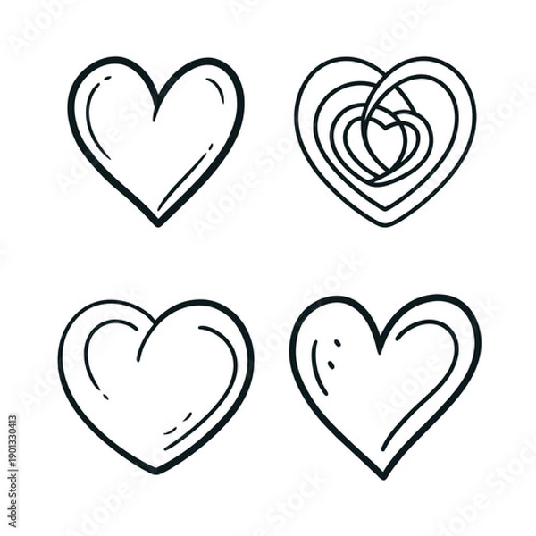Obraz Hand-Drawn Heart Doodle Illustration Vector