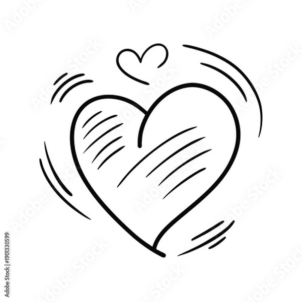 Obraz Hand-Drawn Heart Doodle Illustration Vector