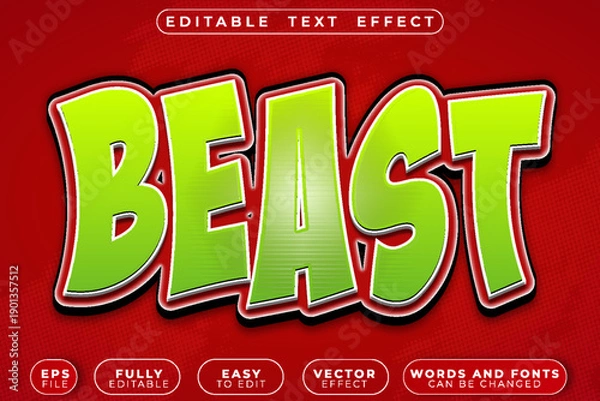 Fototapeta Beast Monster Wild Creature Fierce Predator Editable Vector Text Effect