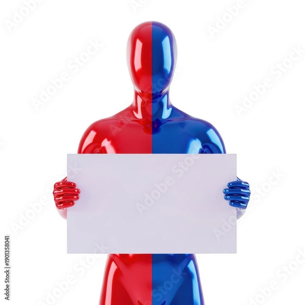 Obraz Divided figure holding sign