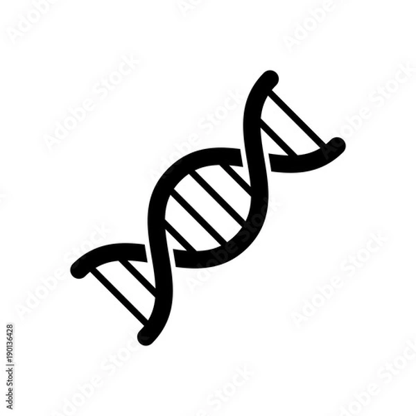 Fototapeta DNA icon. Black, minimalist icon isolated on white background. DNA simple silhouette. Web site page and mobile app design vector element.