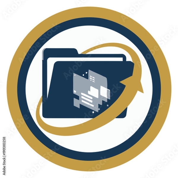 Fototapeta Modern data exchange icon with circular arrow