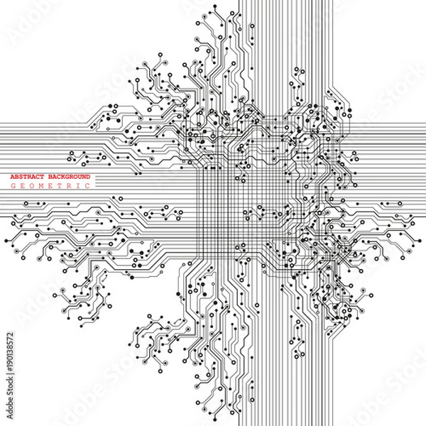 Obraz Circuit board, digital technology background. Vector illustration. EPS 10.