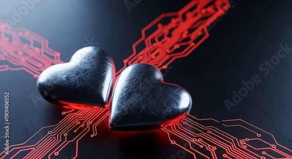 Obraz ハート,電子回路,愛のイメージ,背景素材