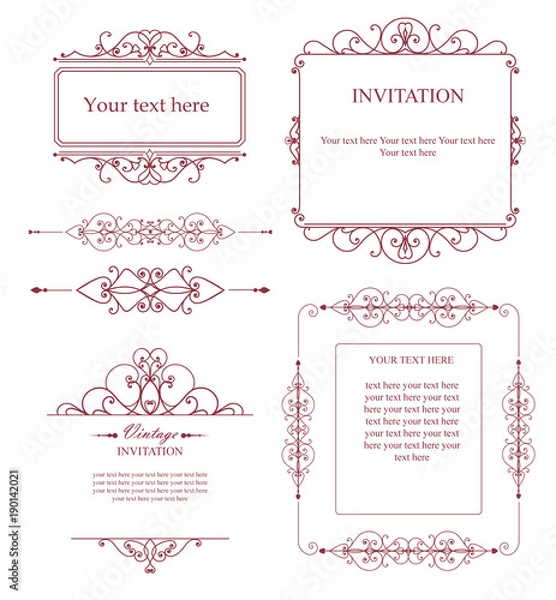 Fototapeta Set of creative vector templates for logos, label or banners on the theme of quality and business in vintage style.