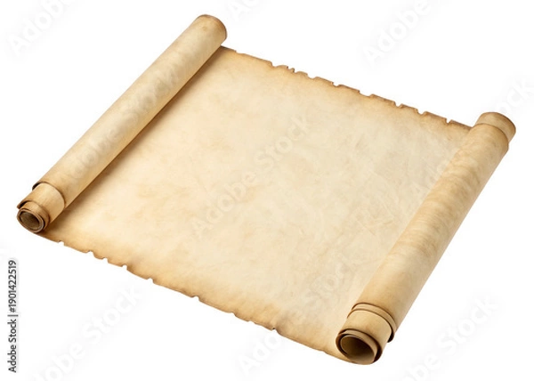Obraz Vintage parchment scroll element isolated on a transparent background.