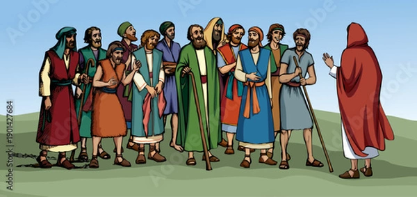 Obraz Vector illustration. Jesus chose 12 apostles.