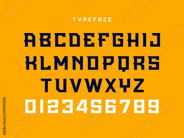 Fototapeta Sport font. Vector alphabet with latin letters and numbers