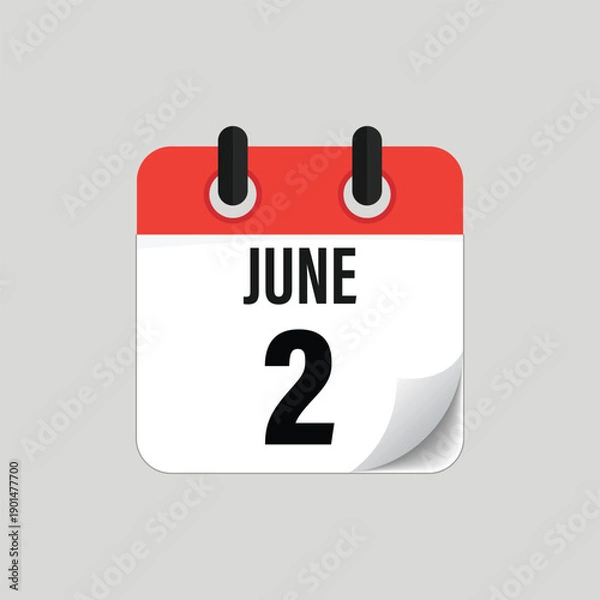 Fototapeta June Second Calendar Date Icon