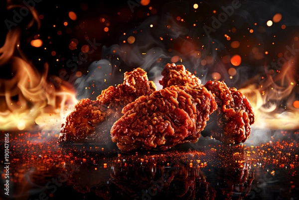 Obraz Crispy fried chicken pieces