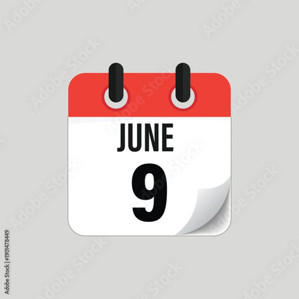 Obraz June Ninth Calendar Date Icon