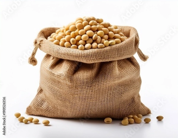 Obraz soybeans in sack isolated on white background