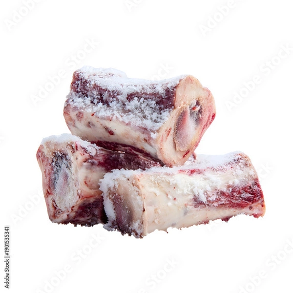 Obraz 3 beef marrow bones covered in snow white background