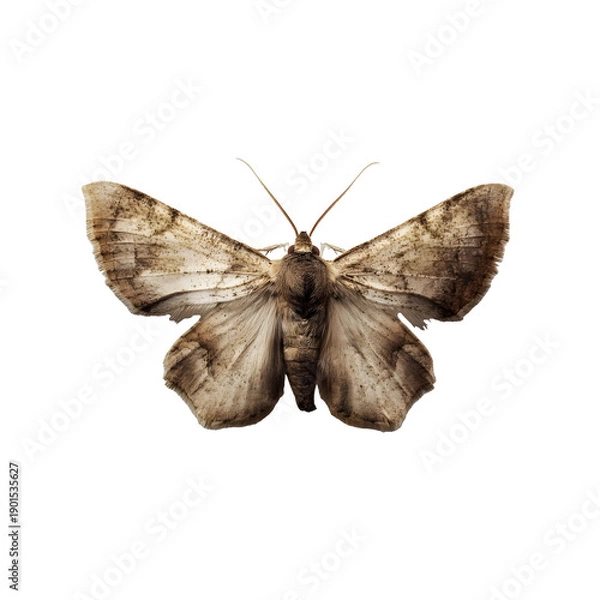 Obraz brown moth on white background