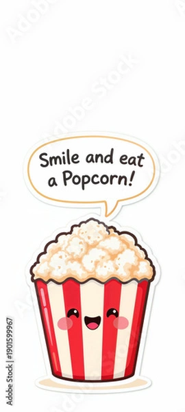 Obraz Popcorn Cartoon with Quote
