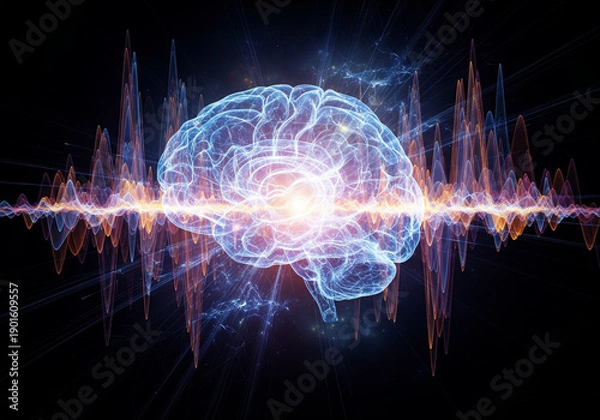 Obraz Abstract Brain Surrounded by Chaotic Energy Waves