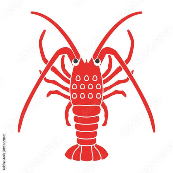 Obraz シンプルな伊勢海老のイラスト　ベクター　赤　いせえび　エビ　正月　年賀状　透過素材　広告　チラシ　かわいい　海鮮　