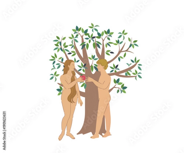 Obraz エデンの園　アダムとイブ