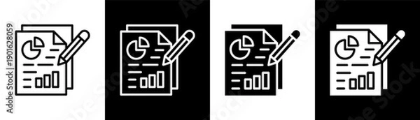 Obraz report white icon set design