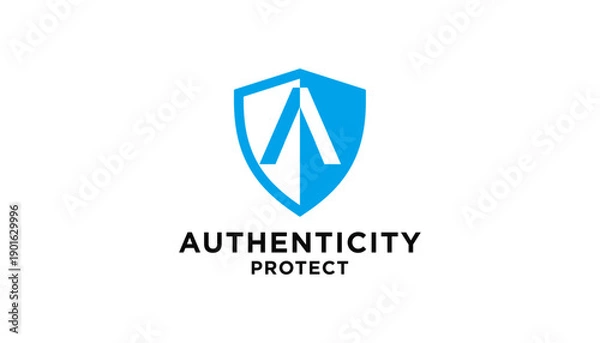 Fototapeta Shield Protection authenticity Logo Icon Design Vector
