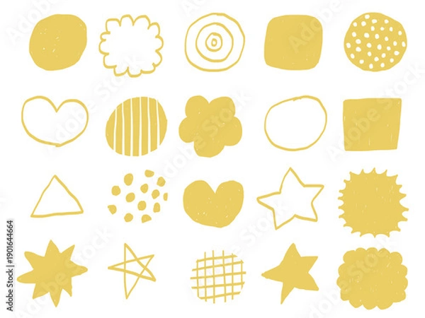 Fototapeta 手描きあしらいセット　模様　ゴールド