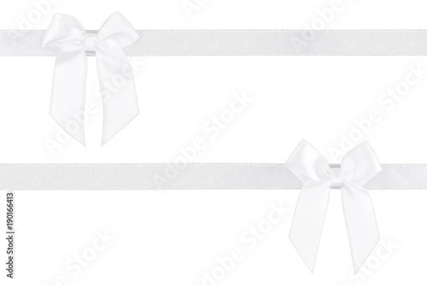 Obraz White silk ribbon bows for present isolated on white background