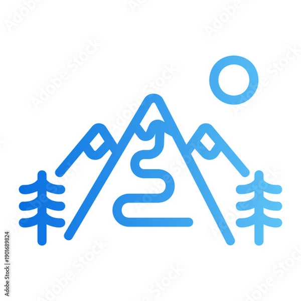Fototapeta Mountain Line Gradient Icon