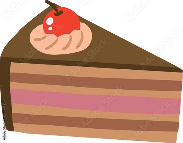 Obraz チョコレートケーキのかわいい手描きイラスト