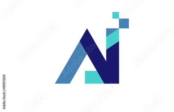 Obraz Logo litery AI cyfrowej wstążki