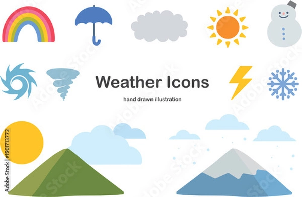 Obraz 天気の手描きアイコンセット