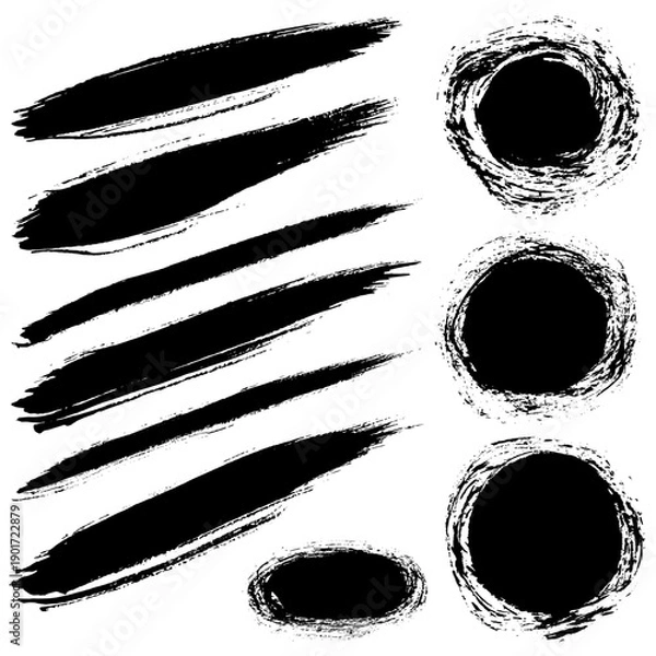 Obraz Black brush stroke set for creative projects