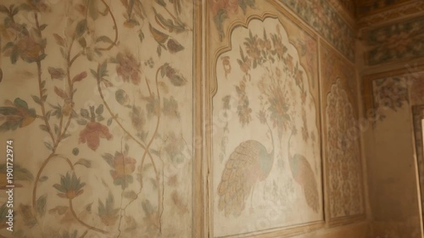 Obraz Textile pattern featuring traditional Mughal designs
