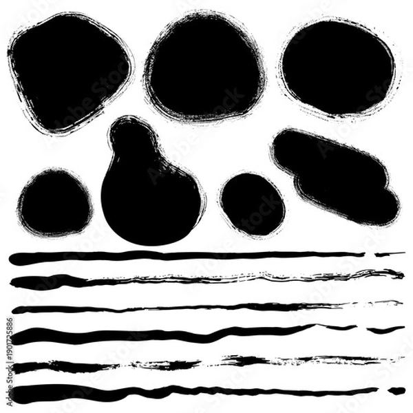 Obraz Black brush stroke sets for creative projects