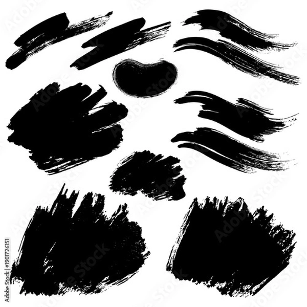 Obraz Black brush strokes set for various creative uses