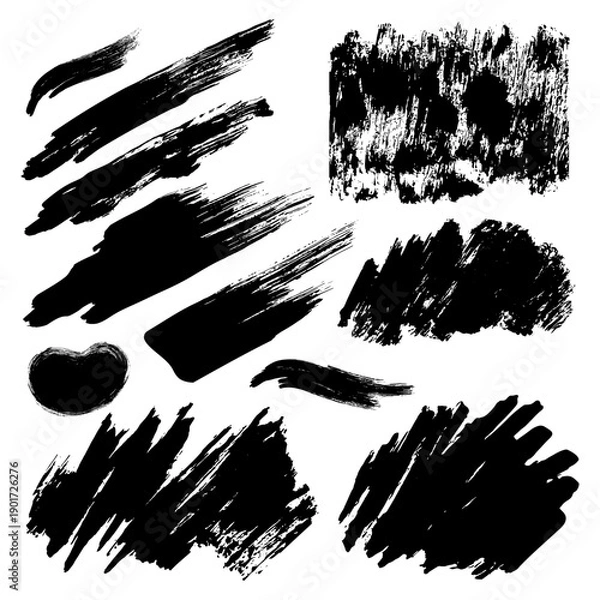 Obraz Black brush stroke set for creative projects