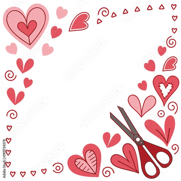 Obraz Romantic Heart and Scissors Crafting Frame