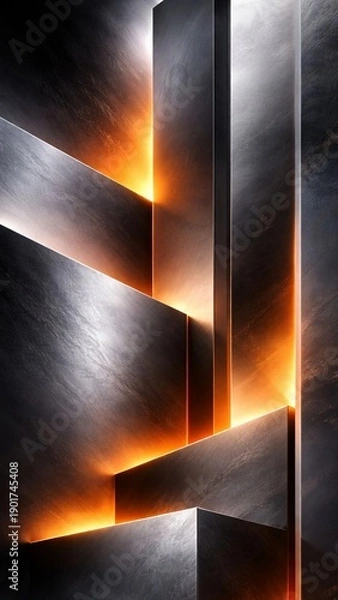 Obraz Dark Metallic Abstract Light Panels
