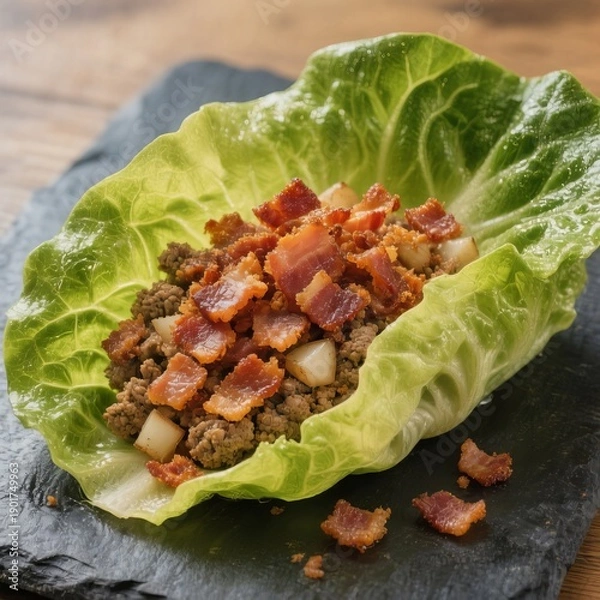 Obraz Lettuce Wrap with Crispy Bacon Crumbles