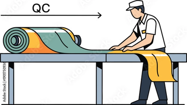 Obraz Industrial Textile Quality Control Inspection Process Vector