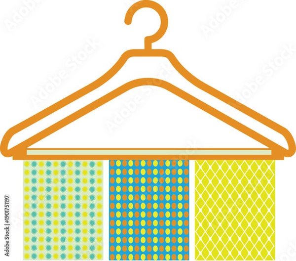 Obraz Colorful Patterned Textile Samples on Clothes Hanger Vector